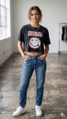 לצפייה במוצר NIRVANA CROPPED T-SHIRT 